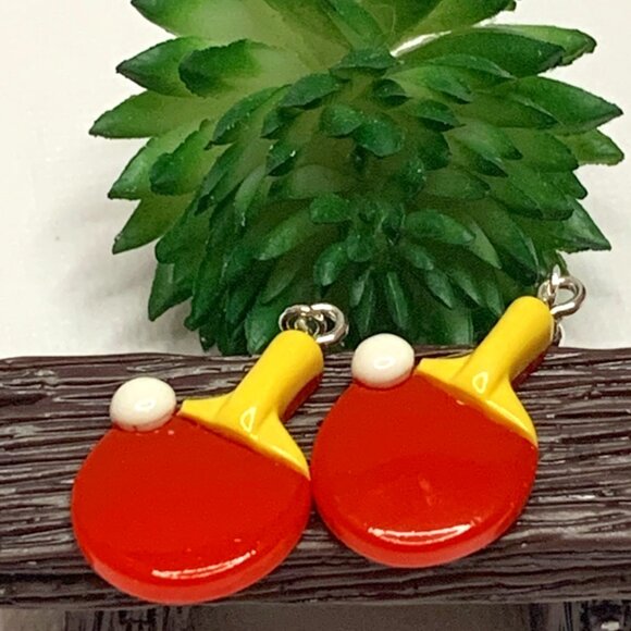 Ping Pong Paddle Earrings, Ping Pong Earrings, Sports Earrings, Gift Idea, Silly - Picture 2 of 5